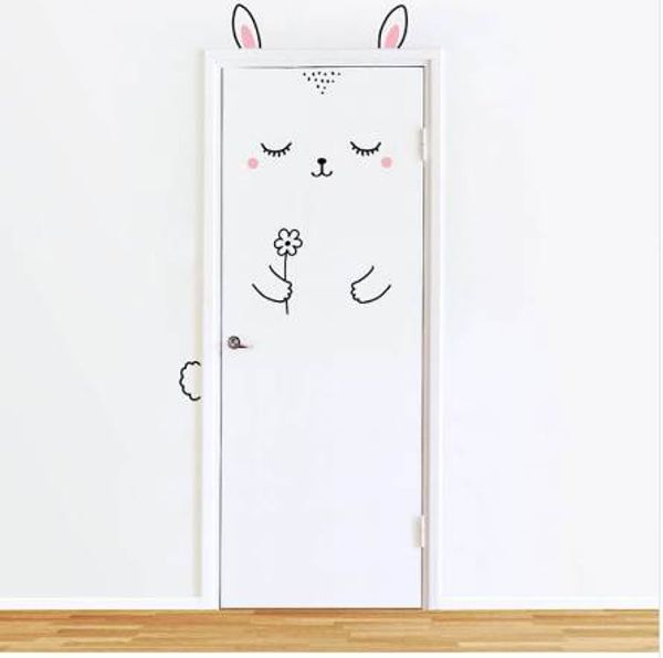 10 Kinds of Cartoon Cute Animal Panda Cat Door Sticker for Kids Room Decoration Wall Decals Home Decor Wall Sticker