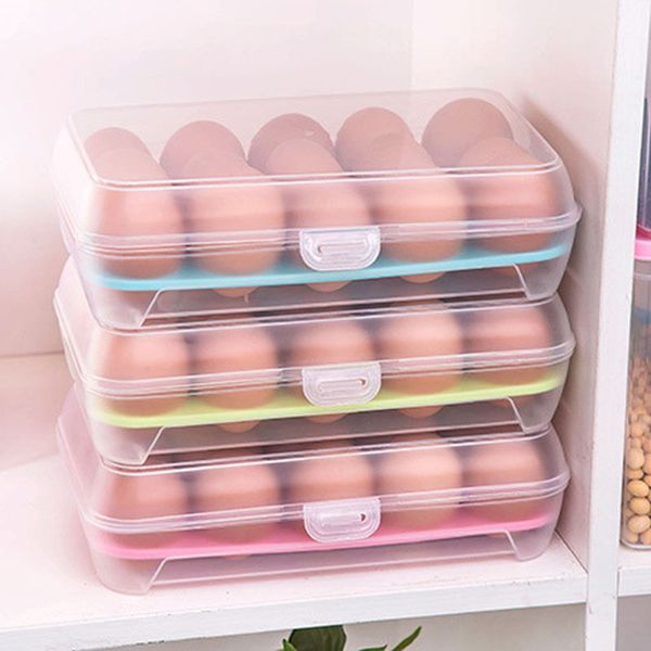 15 Blank Kitchen Refrigerator Eggs Storage Box Holder Preservation Box Portable Plastic Put Eggs Box Home Kitchen Storage Tools