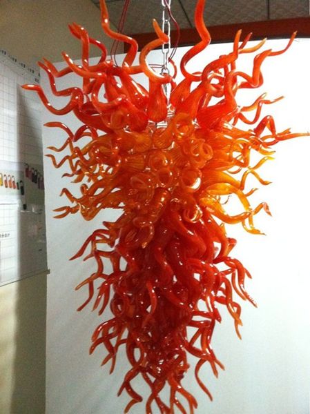 Orange Dream Hand Blown Glass Chandelier Large Modern LED Chandelier Light for Living Room Dining Room Hotel Restaurant Office