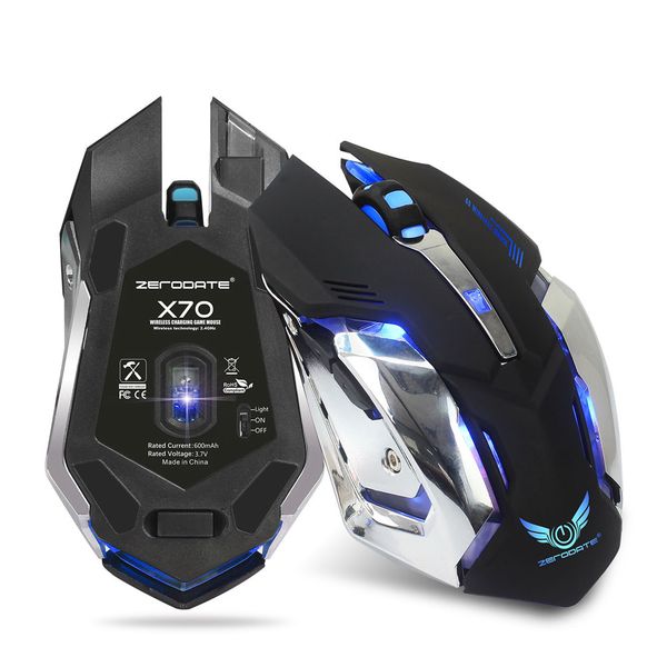 This is a HXSJ X70W Wireless Gaming Mouse with 6 buttons and breathing lights of 7 colors. Ergonomic surface reducing hand fatigue and 4 adj