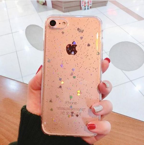 Phone Cases For iPhone X 8 7 6 6S Plus 5 5S SE Shinning Glitter Star Case Bling Love Heart Soft TPU Back Cover Case