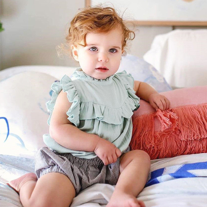 2018 Summer Baby Rompers Suit Infant Triangle Romper Onesies Cotton Blend Sleeveless Boy Girl Solid Color Rompers Bodysuits