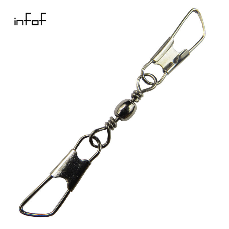 INFOF Wholesale 500pcs-lot Fishing Swivels Snap Barrel Swivel With safty Snap bass Fishing Tackle carp fishing equipment