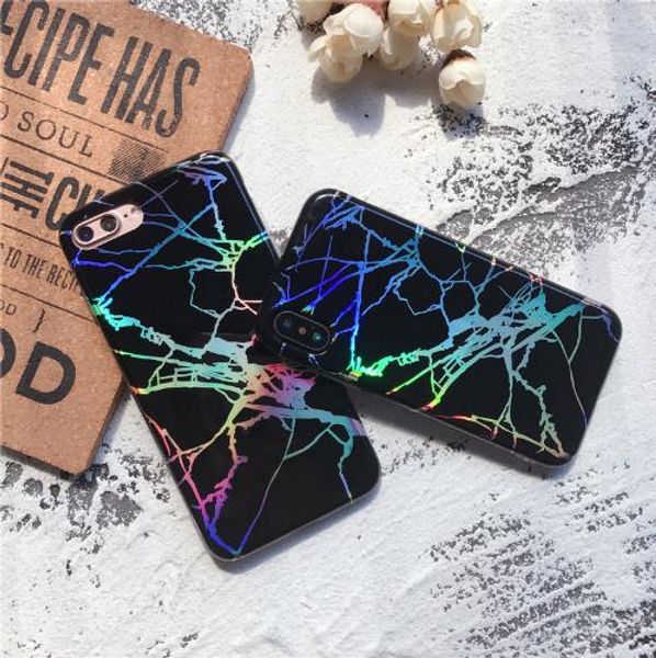 Viaerson Bling shine laser Golden Marble Printed Glitter Soft Tpu phone case For Samsung S8 S9 cover for iPhone 6 6s plus 7 8 plus X cases