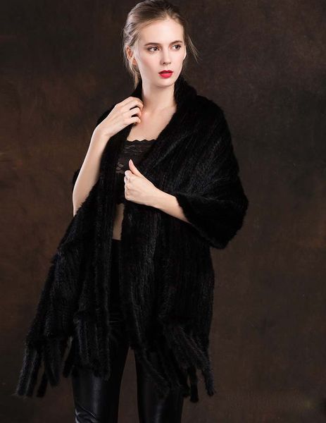 Fashion real mink fur scarves-wraps-cape women- dark brown-black-wine red