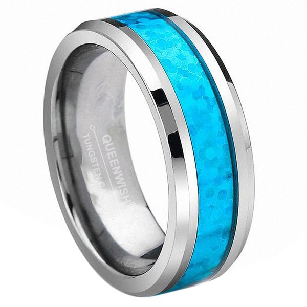 8mm Vintage Opal Tungsten Carbide Rings Infinity Mens Wedding Bands Silver Women Engagement Jewellery Rings