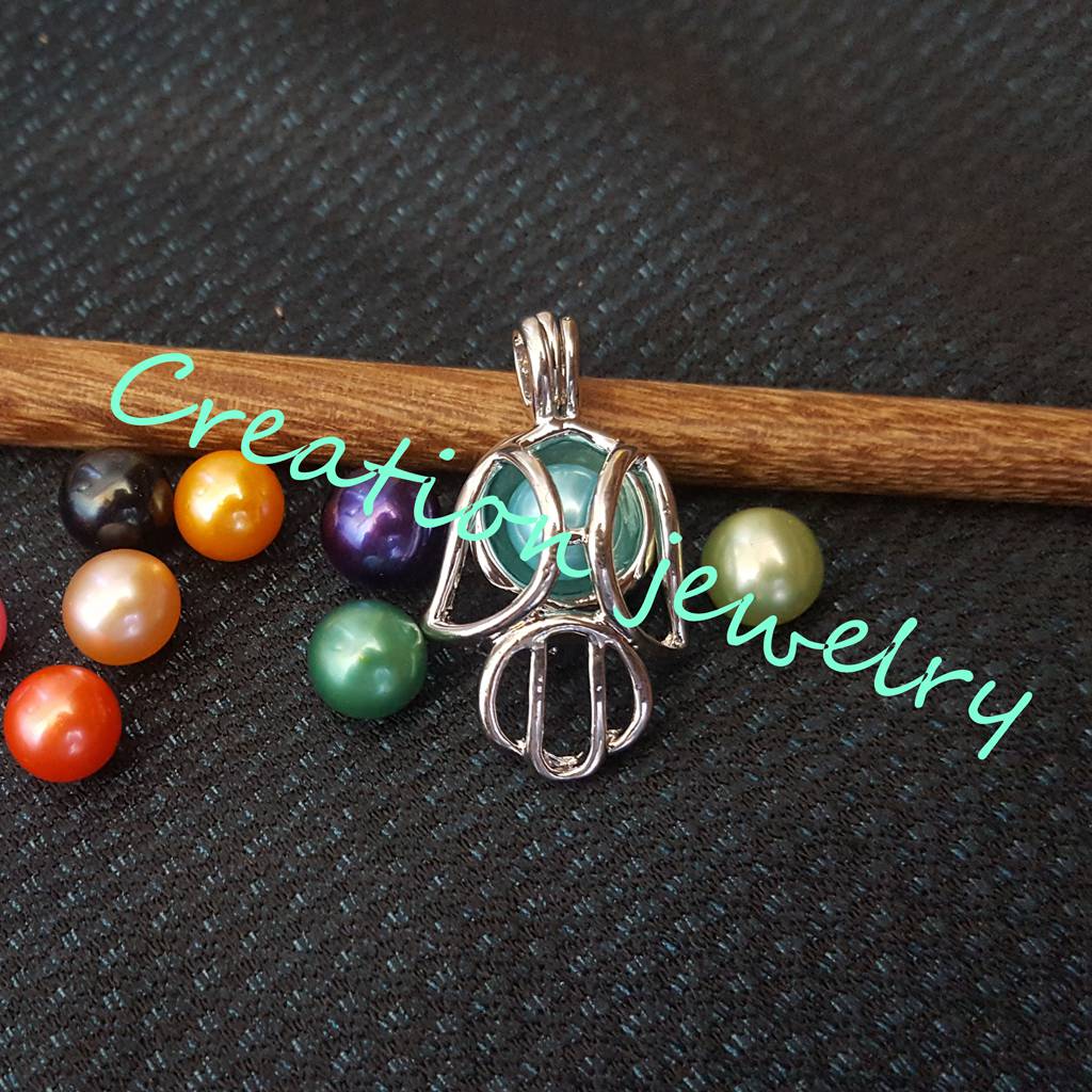 Hot Selling white gold plated Pearl Cage Necklace Beads Cage Locket Necklace Jewelry&Add Oyster Pearls Stones Rhinestones owl-tortoise