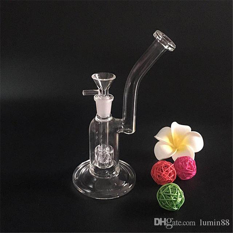 New clear small portable high quality bubbler glass bong water pipe bongs with 1 perc 8 inches high 14mm male joint (GB-347)