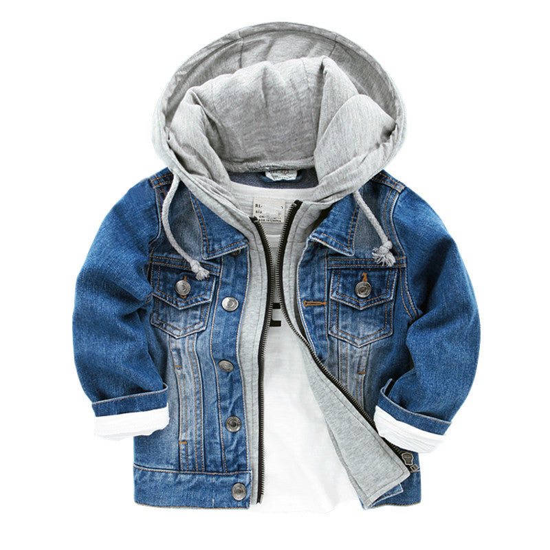 2018 New Baby Boys Denim Jacket Classic Zipper Hooded Outerwear Coat Spring Autumn Clothing Kids Jacket Coat