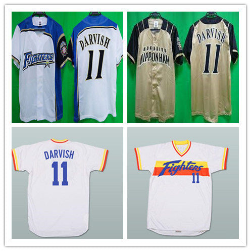 Custom 11 Yu Darvish Hokkaido Nippon-Ham Fighters Jerseys Baseball Yellow White Alternate Stitched Any Name Number Shirts Cheap Good
