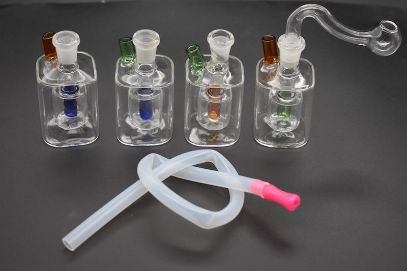 10mm Mini Glass Oil Burner Water Bong for dab rigs Bongs Ash Catcher Hookah Pipe Smoking oil burner water bubbler with silicone hose