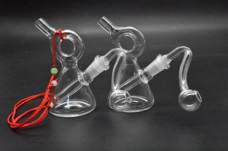Mini Necklace Glass tobacco Bongs Water Pipes Pyrex Oil Rigs bubbler cheap colorful water bong percolator smoking pipe with 10mm bowl and