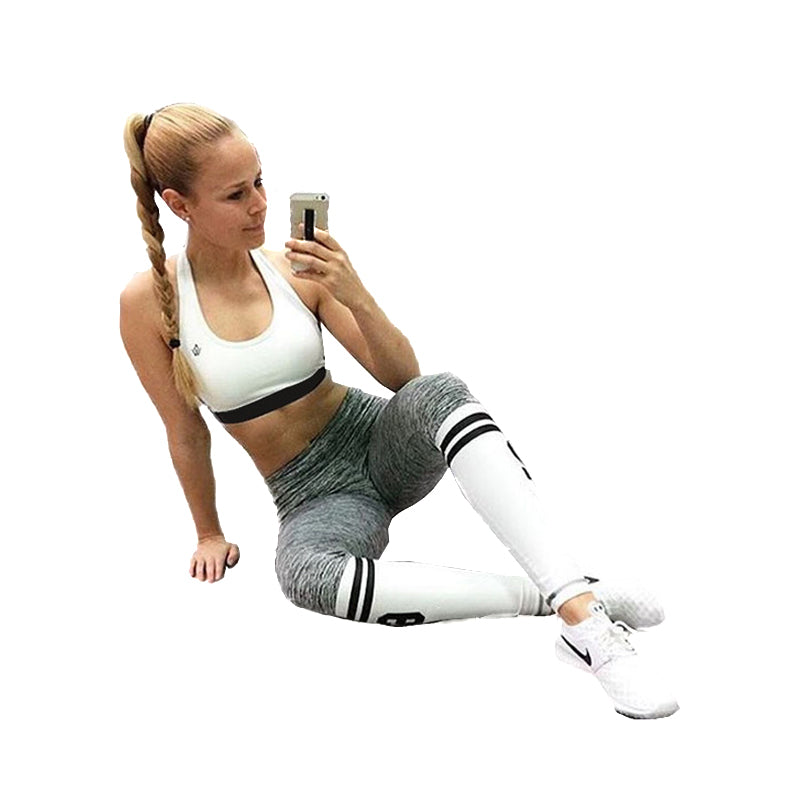 Russia Brave Girls Sports Leggings Athletic number Print gray white patchwork Gothic Leggings lady fitness casual trousers Elastic Slim Pant