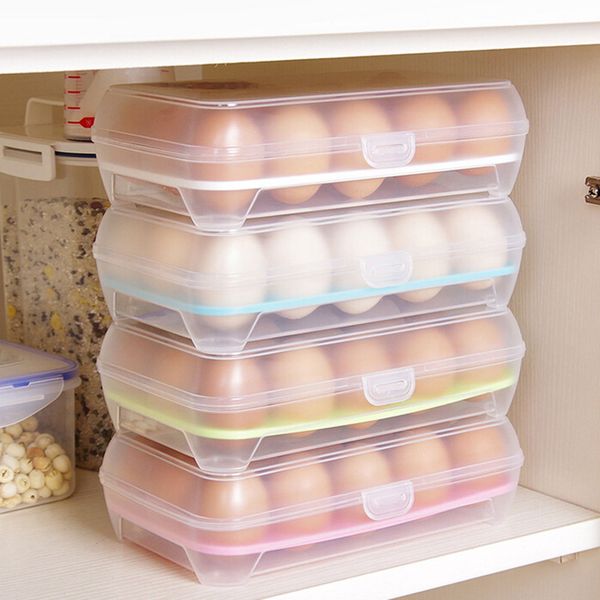 15 Blank Kitchen Refrigerator Eggs Storage Box Holder Preservation Box Portable Plastic Put Eggs Box Home Kitchen Storage Tools