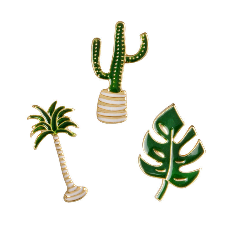 Cute Cactus Enamel Brooches Pins Green Plants Kawwi Korea Style Lapel Pins For Children Small Size Suit Shirt Collar Decor Fashion 2018 New