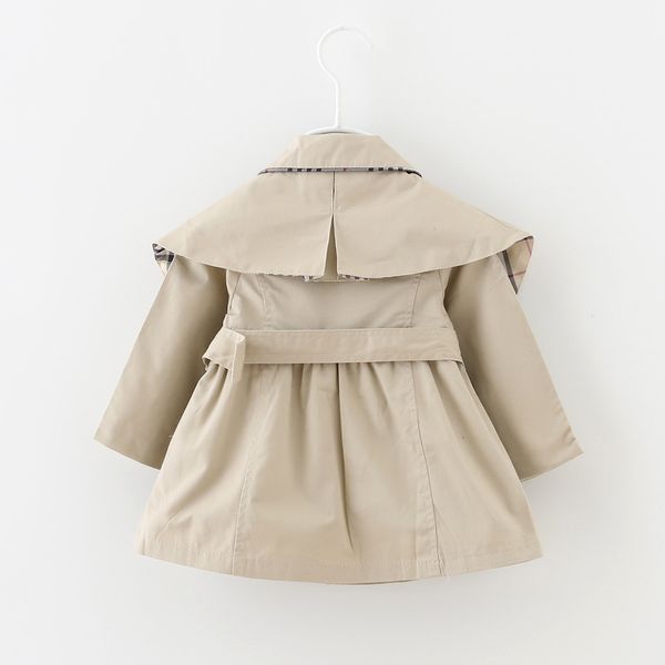 Baby Girls Khaki Denim Trench Coat Long Sleeve Turn-down Collar Spring Autumn Outerwear 2024