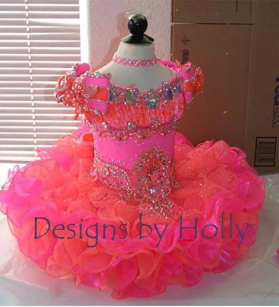Pink Princess Cupcake Girls Pageant Dresses Mini Organza Ball Gown Bows Beads Lovely Short Little Baby Skirts For Party Birthday Event