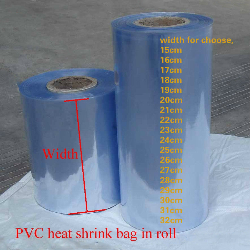 1kg lot 14cm32cm width pvc heat shrink wrap tube wholesale in roll clear plastic polybag gift cosmetics packaging diy cut