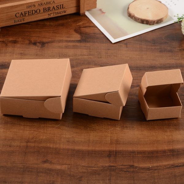 3 Size Small Brown Kraft Paper Box Carton Packing Boxes for Gift Wedding Favor Packaging Soap Baking akes Cookies Chocolate Packing Box