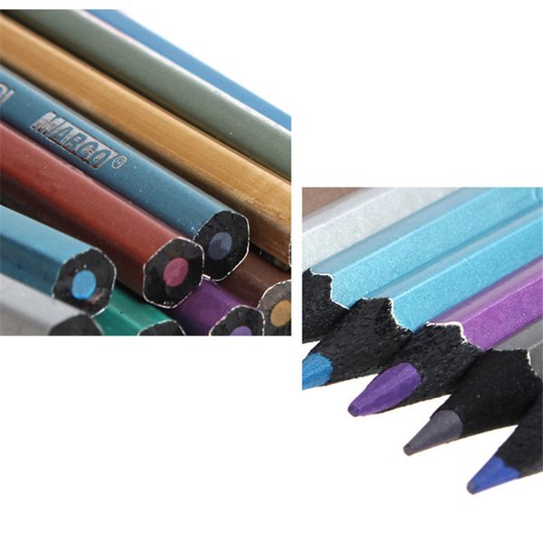Metallic Non-toxic Drawing Pencils Drawing Sketching Finest Wax Color Crayon 12 Colors Pastel Wholesale P15