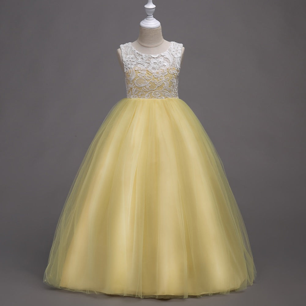 Pretty Yellow Blue Green Turquoise Jewel Flower Girl Dresses Girls&#039; Pageant Dresses Holidays-Birthday Dress-Skirt Custom Size 2-14 F712001