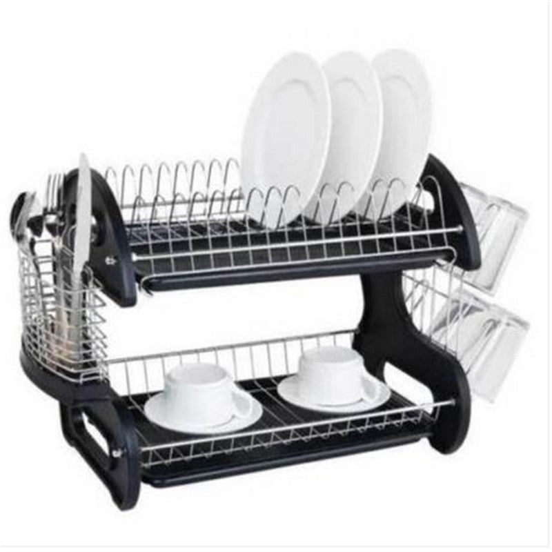 Free shipping Multifunctional Dual Layers Bowls & Dishes & Chopsticks & Spoons Collection Shelf Dish Drainer Black