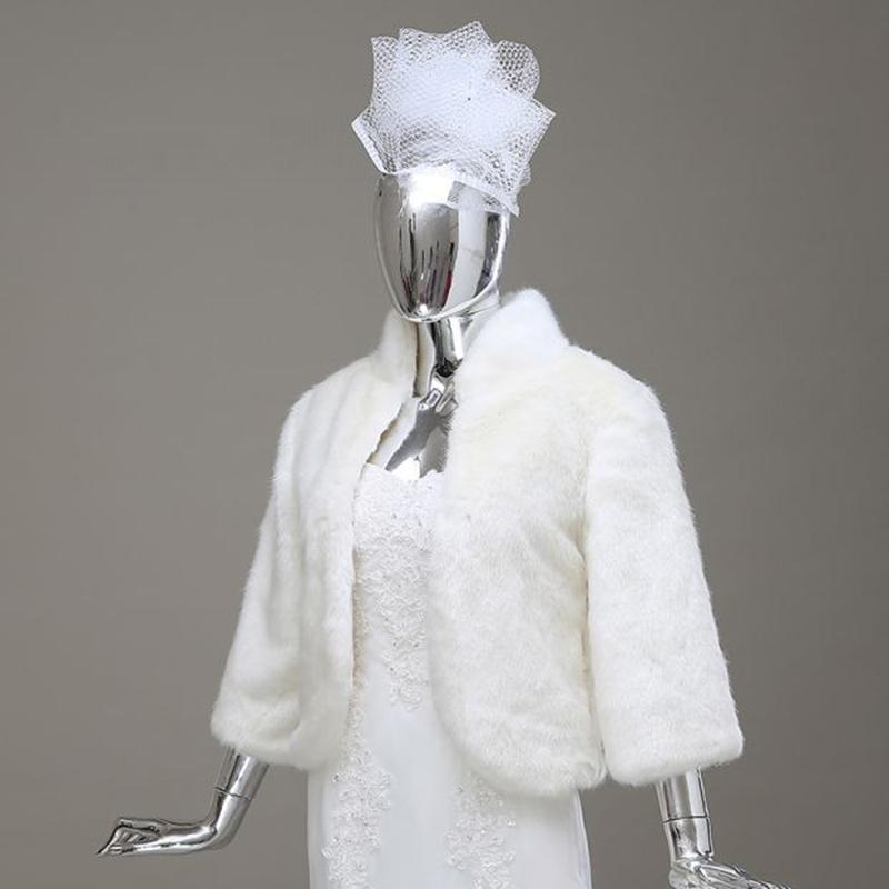 Grace Red Ivory High Neck Imitation Fur Bridal Wraps Bridal Jackets-Bolero Bridal Scarf-Shawl-Cape-Cloak Wedding Accessories F714104