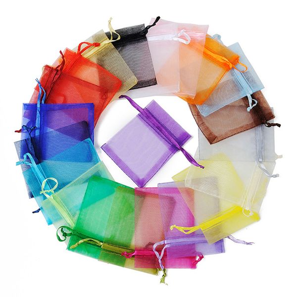 100pcs 7x9cm Organza Drawstring Bags Jewelry Gift Pouches Wrap Wedding Favor Packing Christmas Party (2.75x3.5 inch) Multi Colors