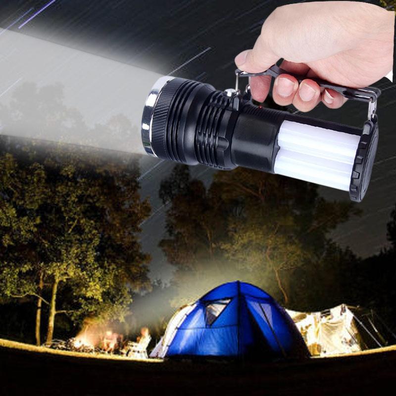 2019 portable multifunctional solar rechargeable battery LED flashlight outdoor camping tent lamp long range Led Flash Light