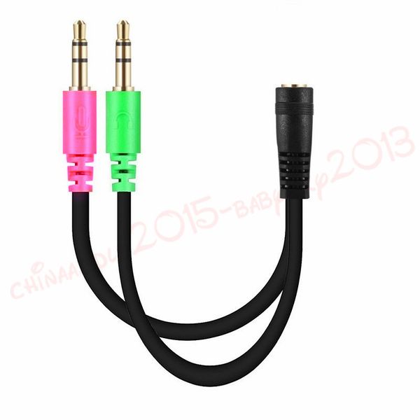 3.5mm Audio splitter cable 2 Male To 1 Female Y Splitter Aux Cable Adapter Jack For tablet pc laptop mobile phone