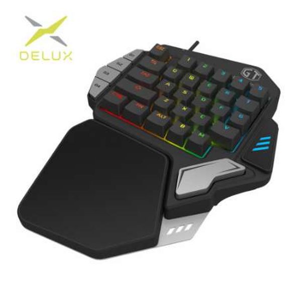 Delux T9X Single-handed Mechanical Gaming Keypad fully programmable USB wired keyboards with RGB backlight for PUBG LOL E-Sports