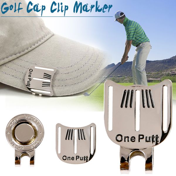 Golf Cap Clip Marker with Cap Clip Golf Ball Aiming Marker Alloy Professional Golf Training Kits Magnet Clip chrome coating NY055