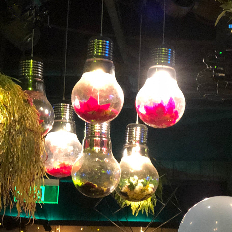 Retro Bulbs Green Plants Pendant Lights Theme Restaurants Cafes Creative Dining Room Glass Pendant Lamps Bars KTV Club House Hanging Lights