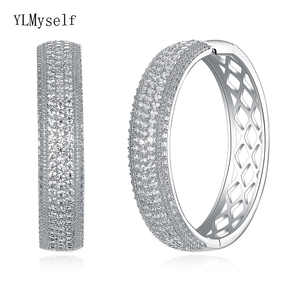 Hot sale Luxury 40mm diameter big hoop earrings silver plate jewelry statement jewellery top quality female large circle earring