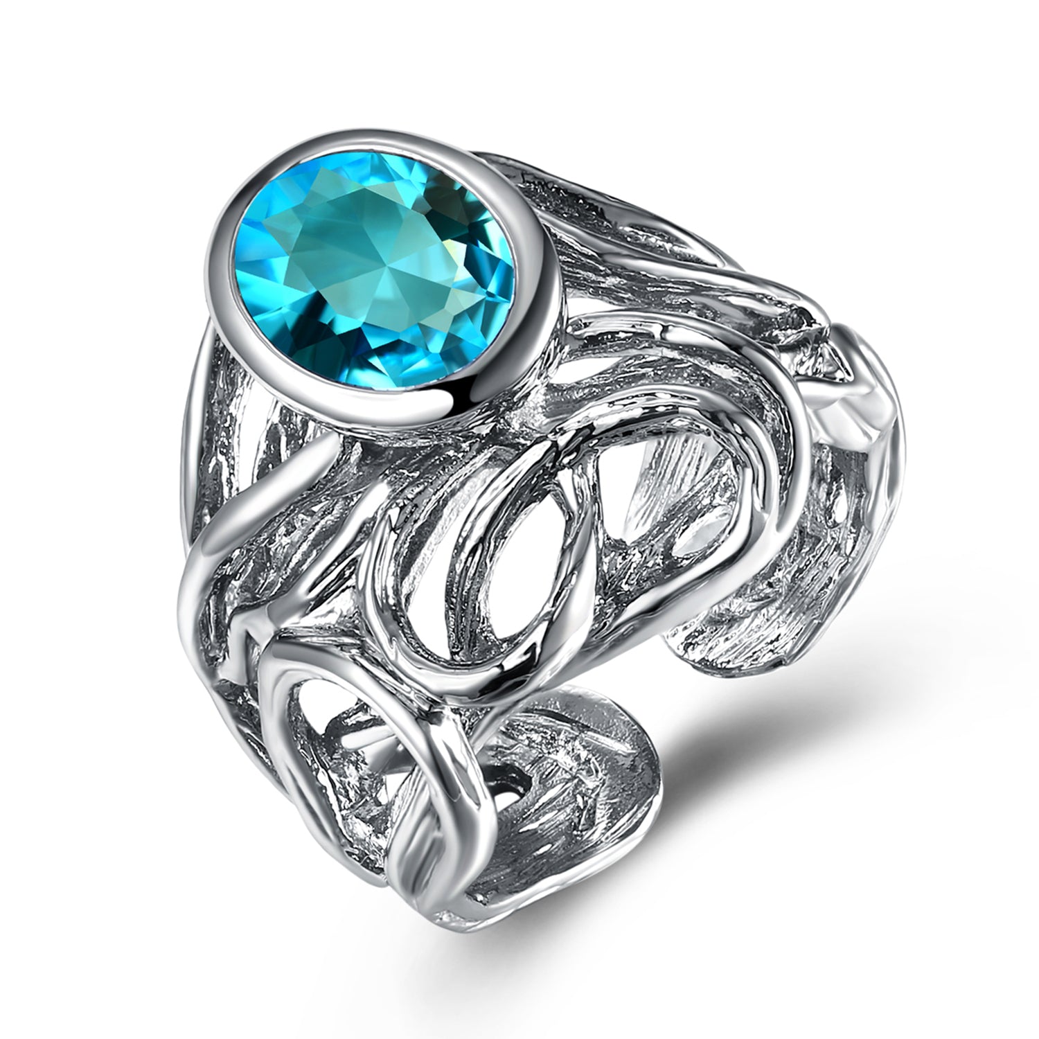 New Big oval blue crystal ring Fashion Anti silver plate Jewelry bague aneis anel women finger ring trend jewellery