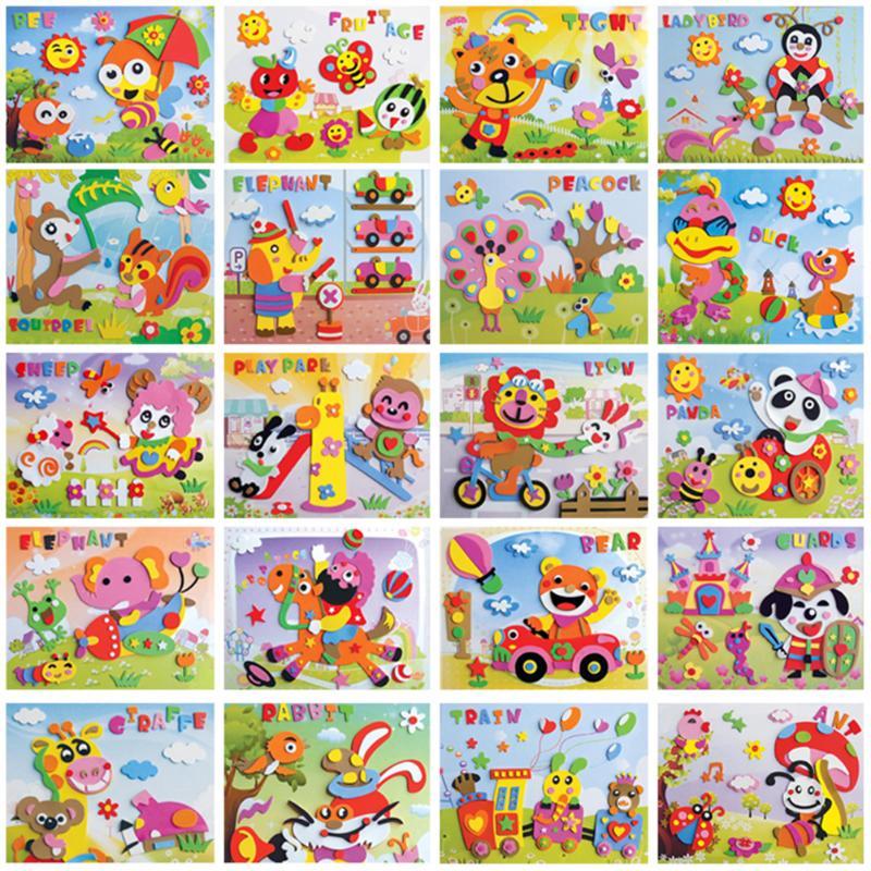 Kids Toys DIY EVA Foam Cartoon Animal Pattern Sticker Personal Handwork Puzzle Paper Board Developing Toys Educational Toys