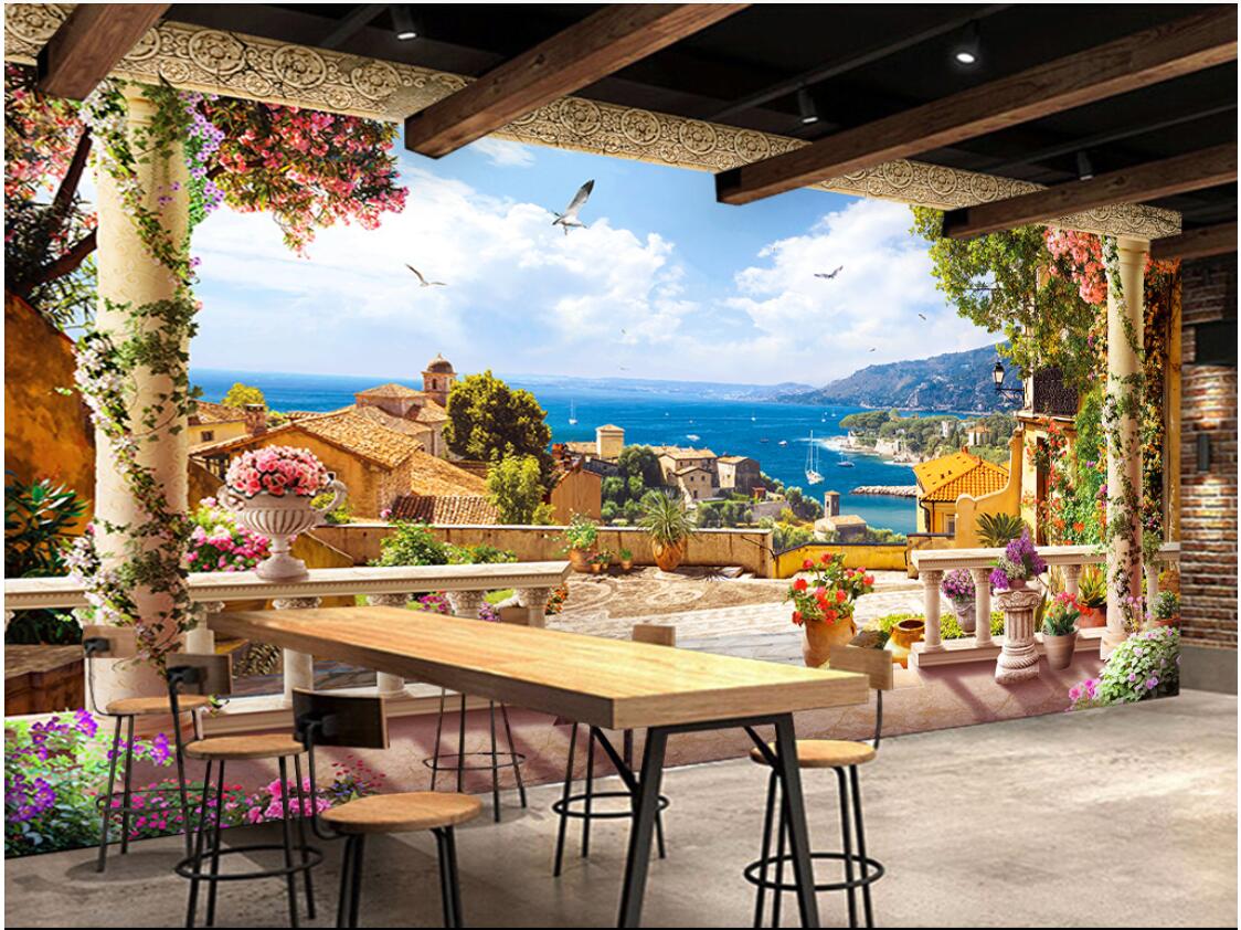 3d wallpaper custom photo Non-woven mural Vintage European seaside architecture landscape background wall muals wall paper for walls 3 d