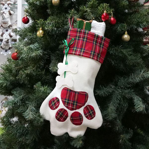 Decorations Dog Paw Snowflake Christmas Socks Hangs Christams Tree Candy Gift Bags Party Home Decor Drop Ship 110206
