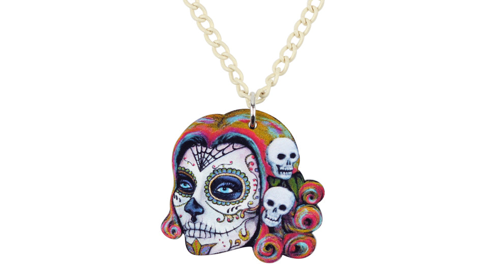Pendant Necklaces Statement Acrylic Halloween Skeleton Skull Necklace Choker Fashion Novelty Chain Punk Jewelry Charms For Women Girls Ladie