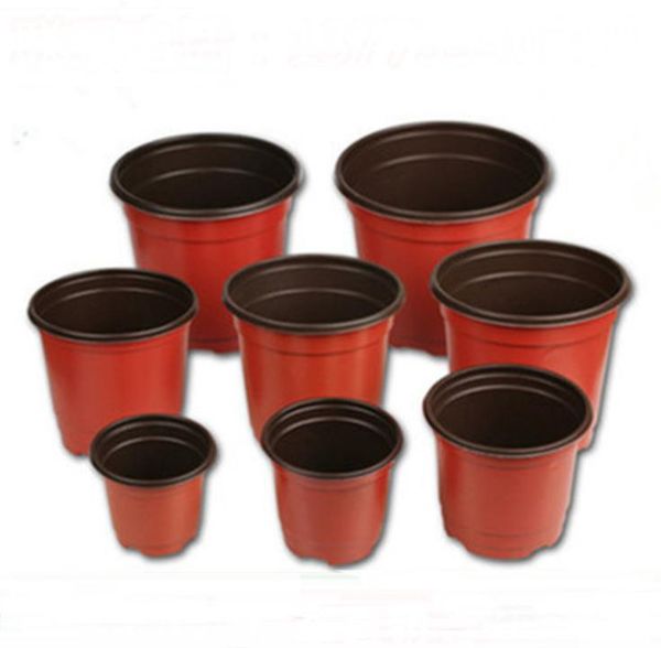 Double Color Flower Pots Plastic Red Black Nursery Transplant Basin Unbreakable Flowerpot Home Planters Garden Supplies SN1417