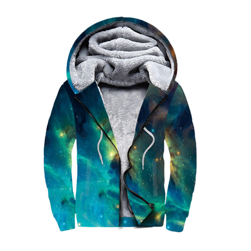 3D Print Hoodie Men Harajuku Hooded Sweatshirt Winter Thick Fleece Warm Zip up Coat Cool Jacket Plus Size 3XL