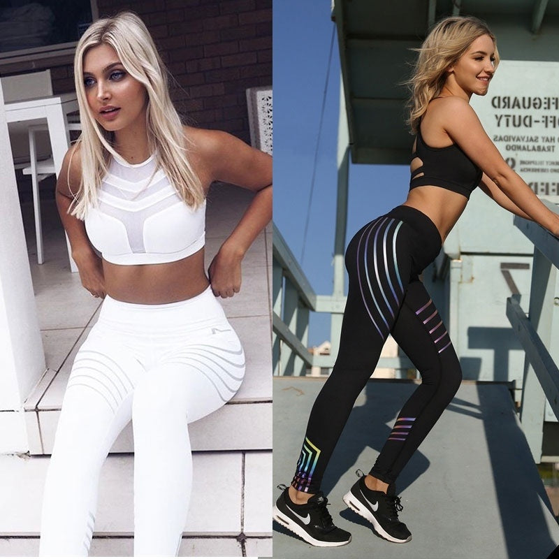 Women&#039;s Fashion Sport Striped Bra Crop Tops Women Yoga Fitness Gym Stretch Sports Vest womens gym top Yoga Fitness