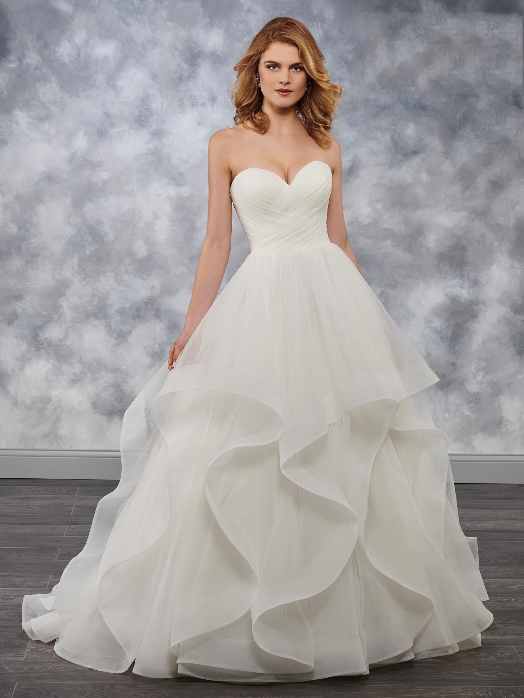 Sobriety Ivory Sweetheart Tulle Ruffles A-Line Wedding Dresses Bridal Pageant Dresses Wedding Attire Dresses Custom Size 2-16 KF1014143