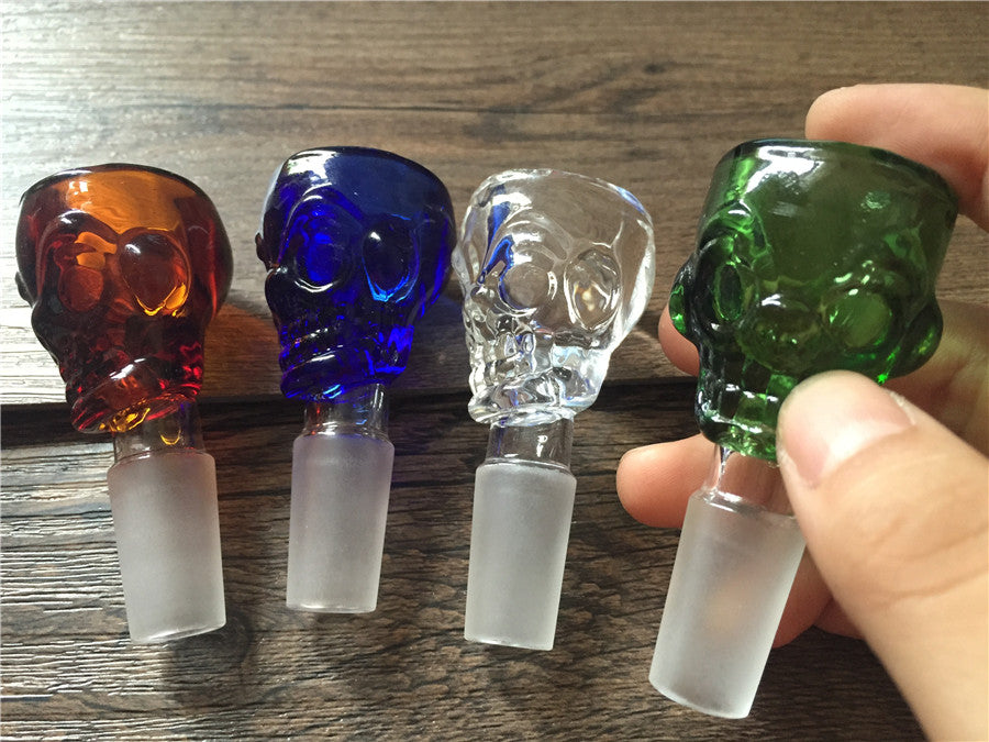 New design Skull glass bowl for smoking bongs heavy bowls Manufacturer 14mm male glass bowls glass bong pieces for beaker bong