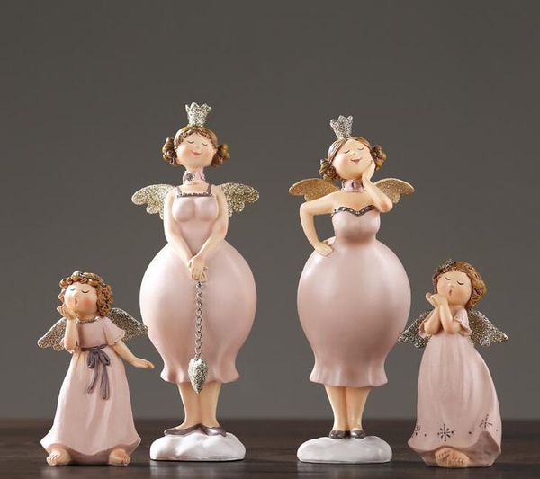 creative resin cute Angel girls figurine dolls for girls birthday present home decor crafts room decoration pink princess statue