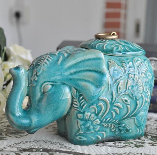 ceramic creative elephant Candy Storage Bottles tea Jars home decor crafts wedding decoration vase porcelain figurine gifts