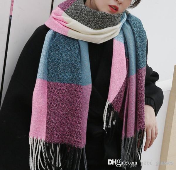 Fashion Winter Women Plaid Scarves Grid Tassel Wrap Oversized 200x60cm Check Shawl Tartan Designer Scarf Neckerchief Lattice Blankets for Fe