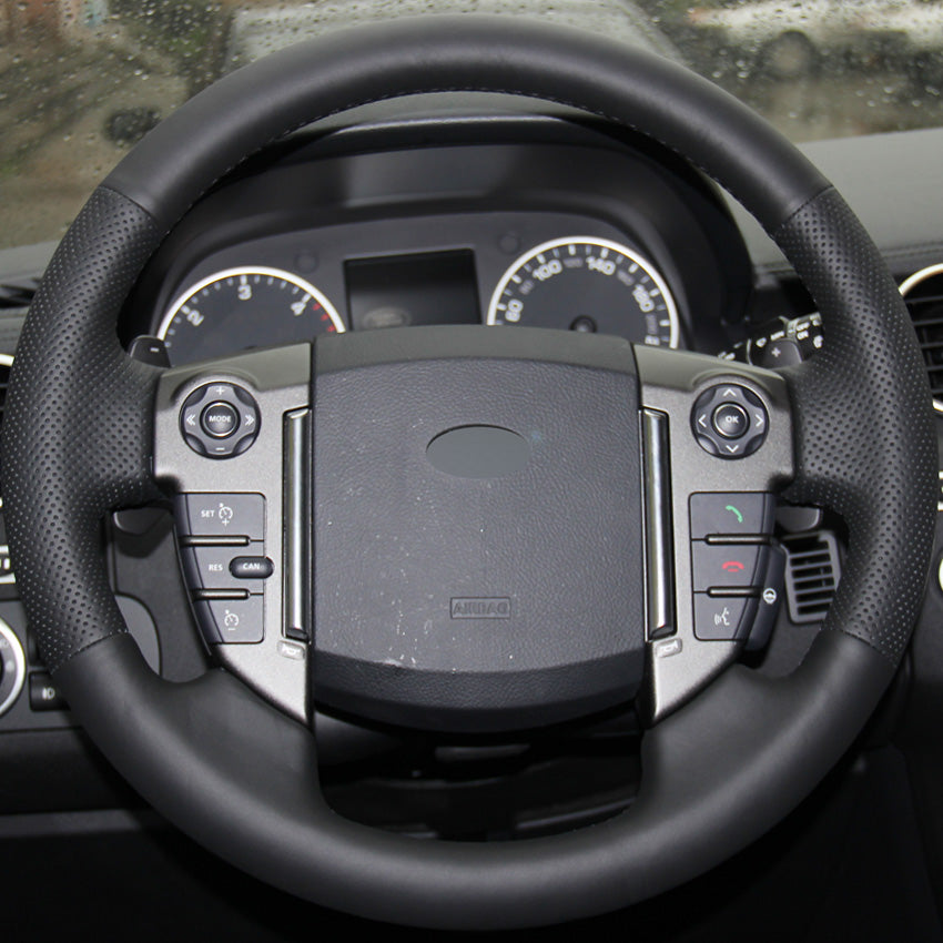Black Leather Hand-stitched Car Steering Wheel Cover for Land Rover Discovery 4 2010-2016