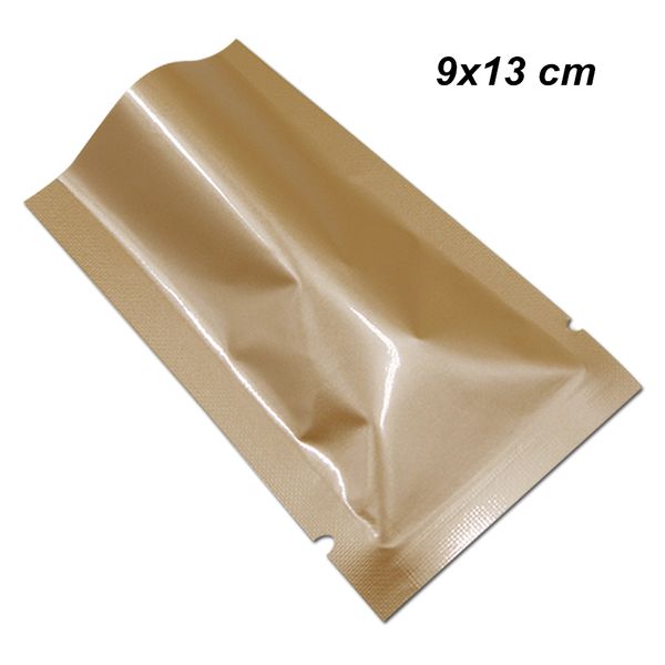 Glossy Orange 200 PCS 9x13cm Open Top Foil Mylar Food Valve Vacuum Packing Pouches Aluminum Foil Heat Sealing Dry Food Cookies Wrapping Bags