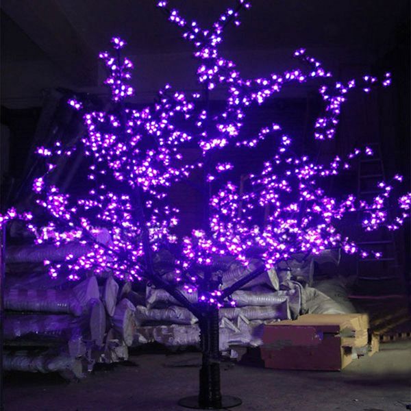 LED Artificial Cherry Blossom Tree Light Christmas Light 1536pcs LED Bulbs 2m-6.5ft Height 110-220VAC Rainproof Outdoor Use Free Shipping